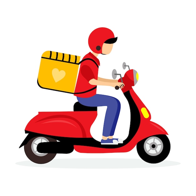 Vector delivery boy on a motorcycle