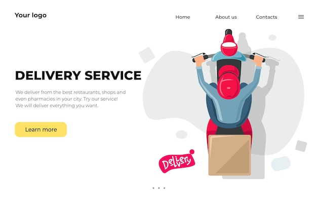 Delivery boy top view illustration Landing page