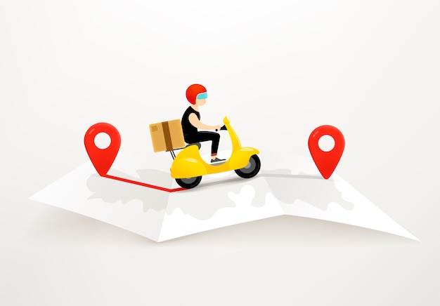 Delivery by scooter  concept