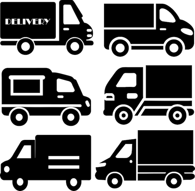 Delivery car icon set of group vector 2
