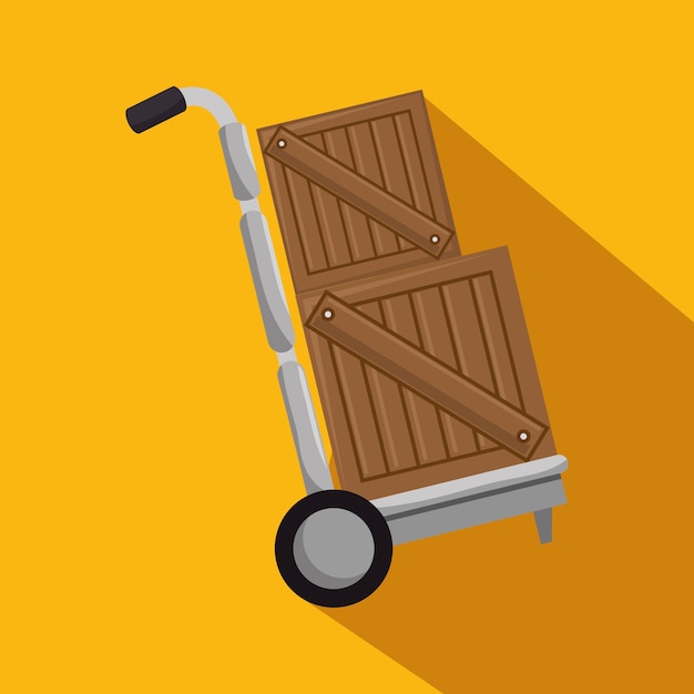 Delivery cart with boxes isolated icon