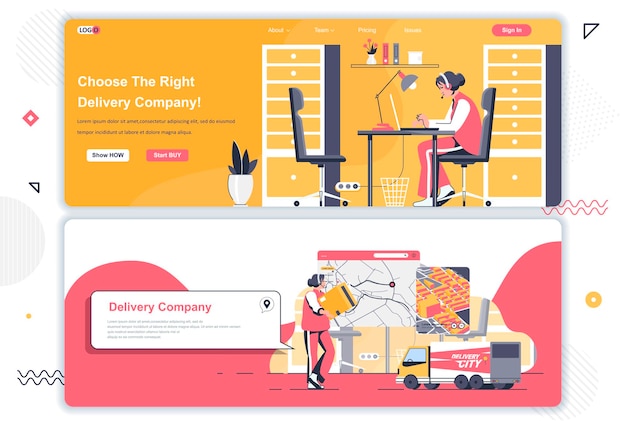 Vector delivery company landing pages