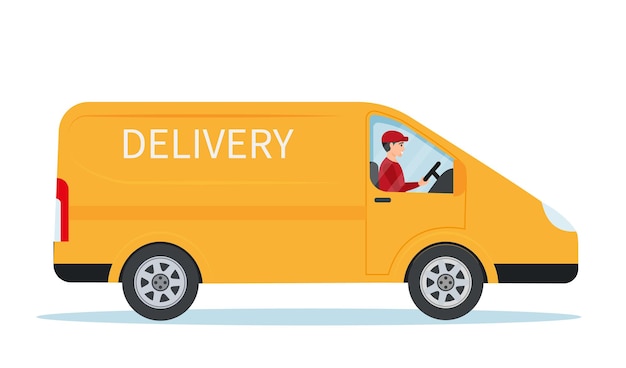 Delivery Concept. Fast delivery van. Vector illustration