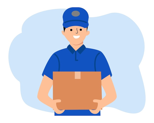 delivery courier man holding package