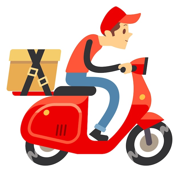 Vector delivery courier riding scooter fast shipping service