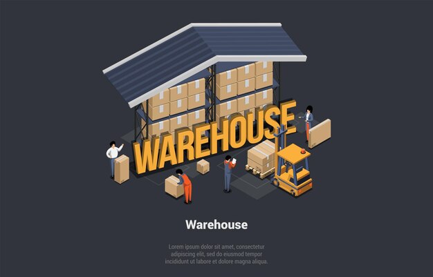 Delivery Date Of Goods Parcels And Gifts Concept Storehouse Worker Courier With Cardboard Box In Hands Controls Timing Of Storage And Timely Delivery To Customers Isometric 3D Vector Illustration