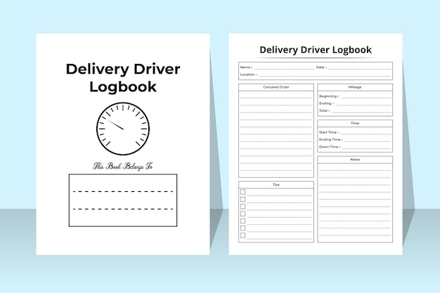 Vector delivery driver kdp interior notebook delivery information and driver activity tracker interior kdp interior logbook online shopping details and customer record checker template