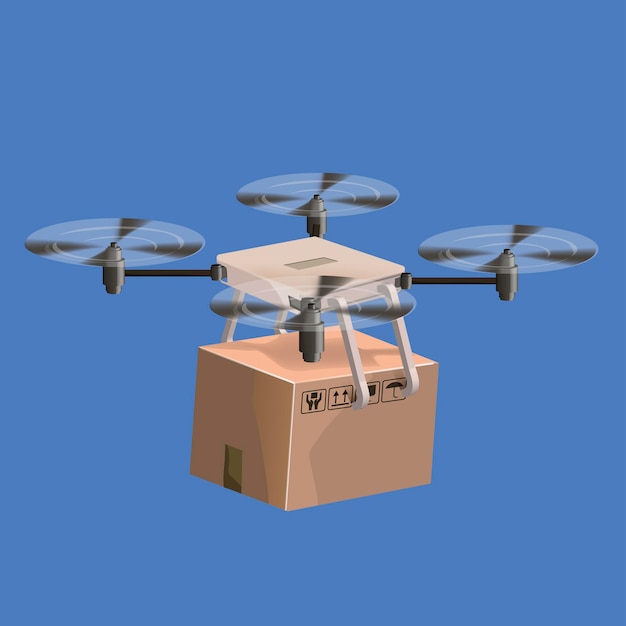 Delivery drone with box. drone vector illustration graphic design. modern robots delivery methods. isolated.