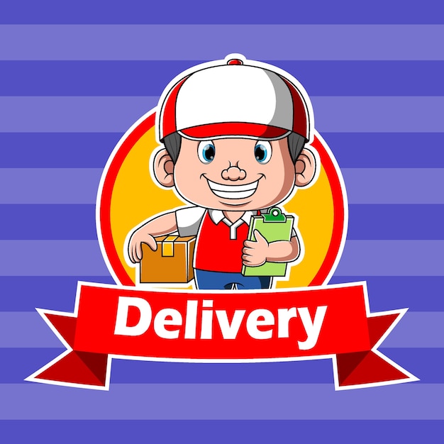 delivery express logo inspiration with courier