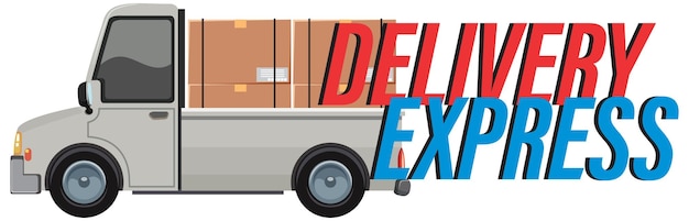 Logo di consegna express con camion di consegna