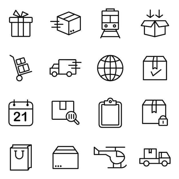 Delivery icon pack, outline icon style