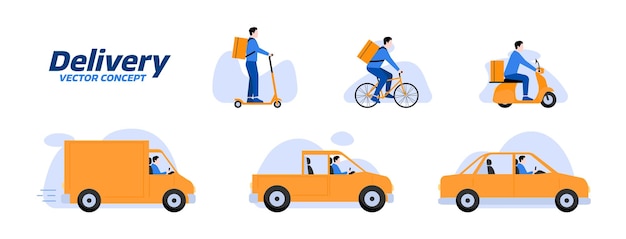 Delivery icons Various transport Fast shipping set