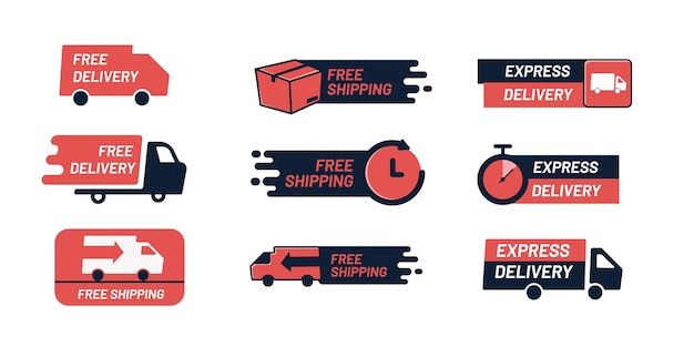 Vector delivery labels with flat design