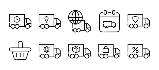 Vector delivery line icons black delivery icon set vector icons