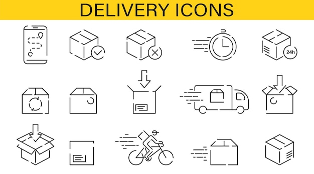 Delivery line icons shipping fast delivery vector illustration