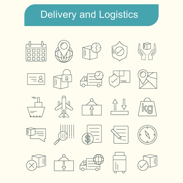 Delivery and Logistics icons set vector 