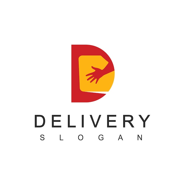Modello di disegni logo di consegna. illustrazione del concetto di design del logo moving box element e lettera d.