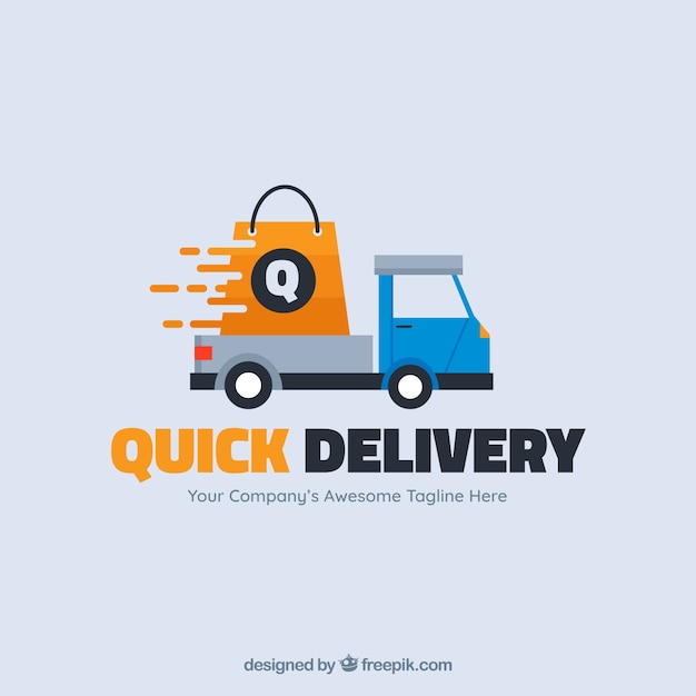 Delivery logo template with truck