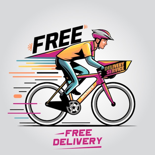 Delivery logo with bike man or courier