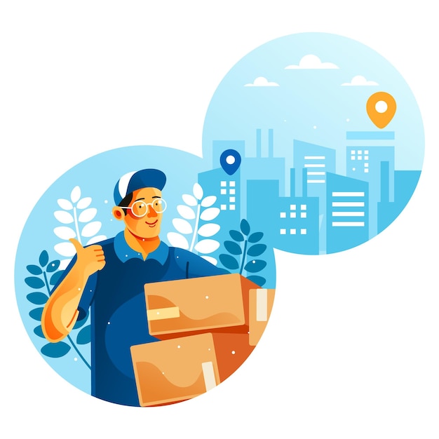 Vector delivery man are ready to deliver the goods illustration