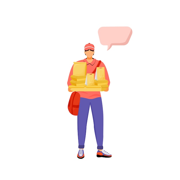 Vector delivery man  color  faceless character.