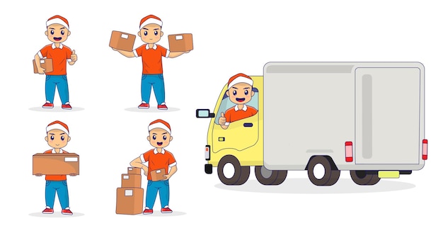 Vector delivery man shipment mascot design