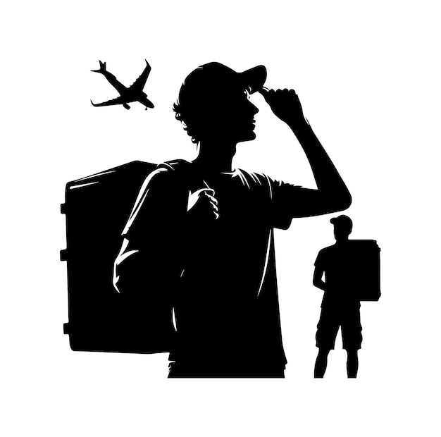 Vector delivery man silhouettes vector illustration