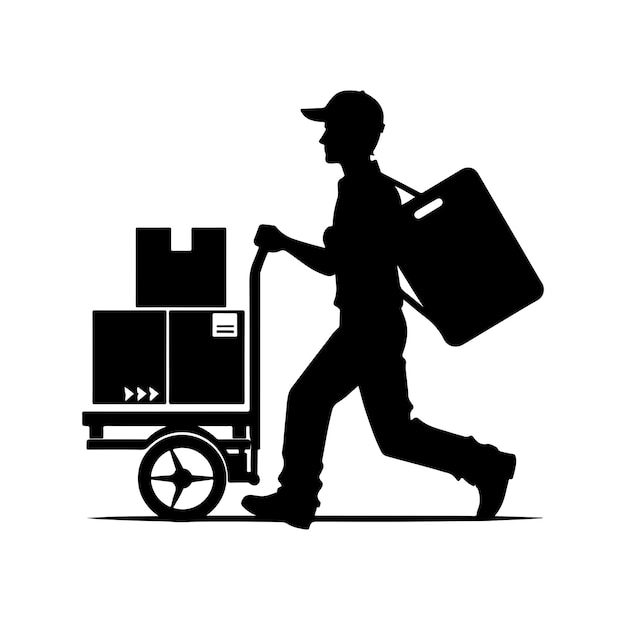 Vector delivery man silhouettes vector illustration