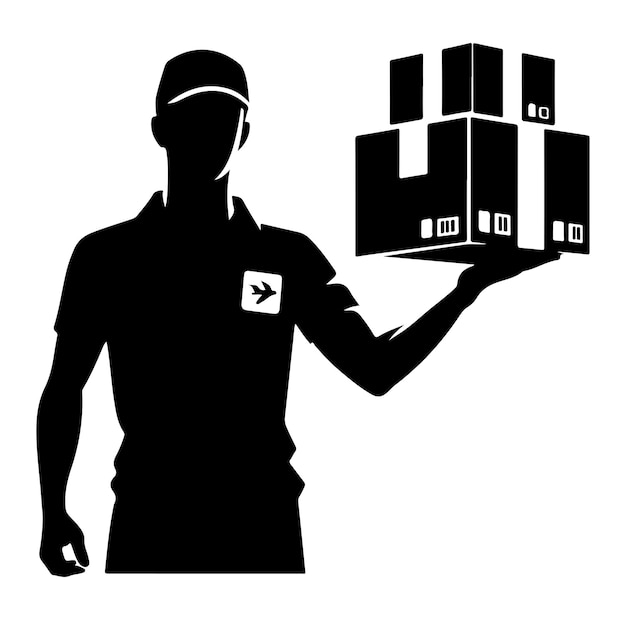 Delivery man silhouettes vector illustration