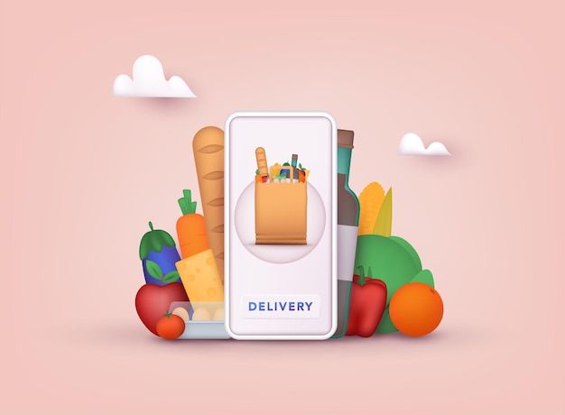 Delivery man and track flat design modern vector illustration concept