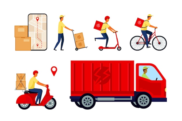 Delivery man vector illustration collection