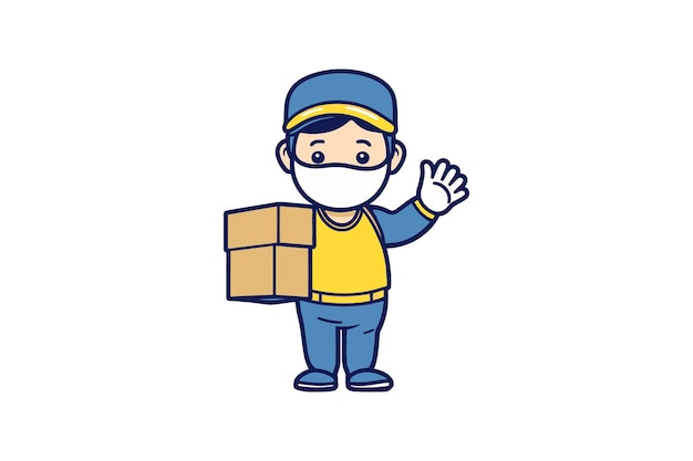 A delivery man with box Mascot Sublimation Vector