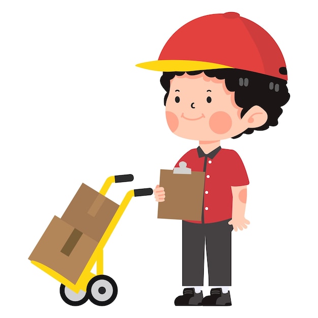Delivery man with delivery cart