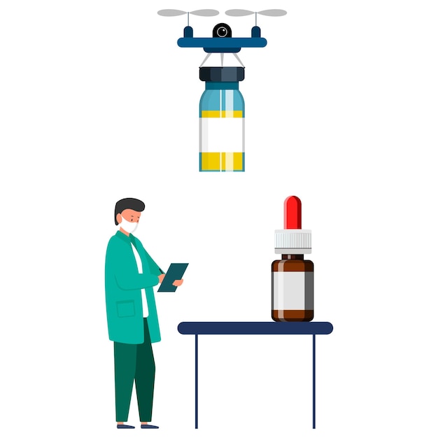 Consegna dei farmaci al medico. illustrazione vettoriale