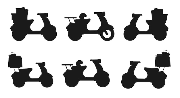 Delivery motorcycles silhouettes premium vector