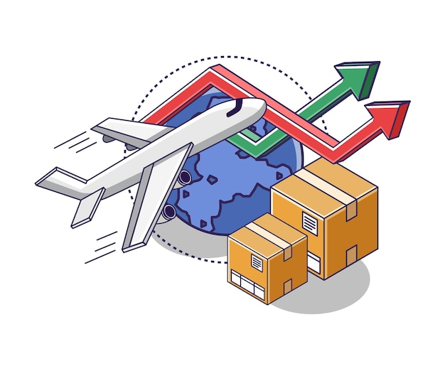 ベクトル 飛行機による商品の配達