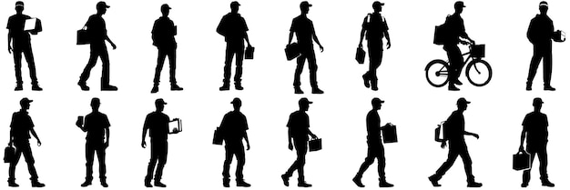 Delivery package and cargo silhouettes set large pack of vector silhouette design isolated