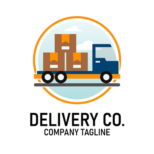 Vector delivery package truck base logo editable vector