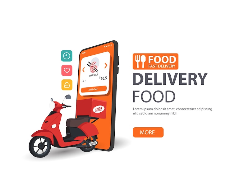 Vector delivery parcel box with mobile phone fast online delivery service online order internet ecommerce c