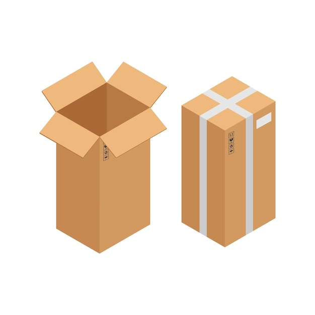 Доставка простых картонных коробокбесплатный вектор