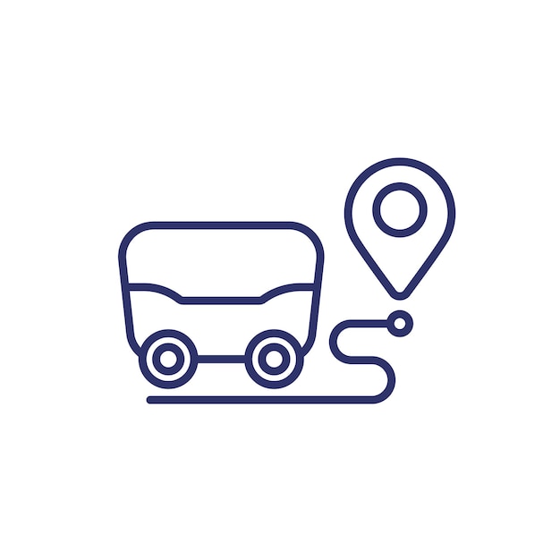 Delivery robot on the way line icon