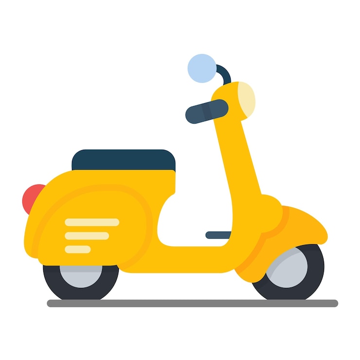Vector 配達スクーター フラット イラスト