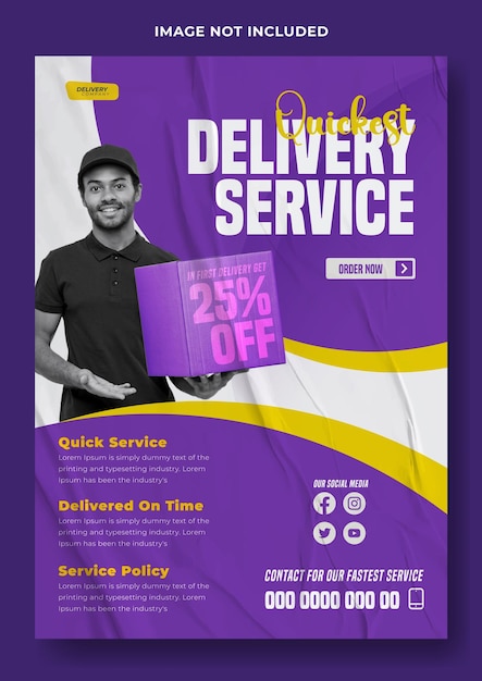 Vector delivery service ads flyer template design