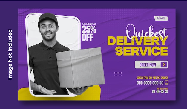 Delivery service ads web banner template design