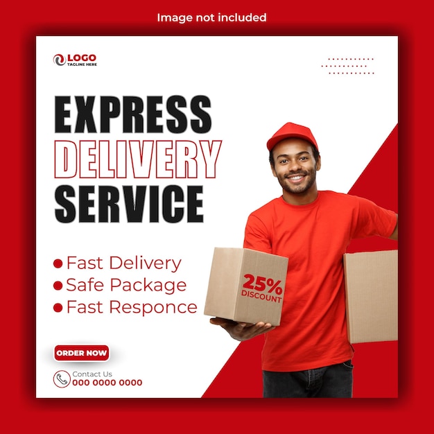 Delivery service advertenties promotie social media post sjabloon ontwerp