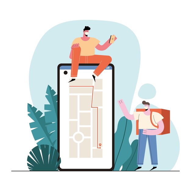 Vector delivery service app in smartphone