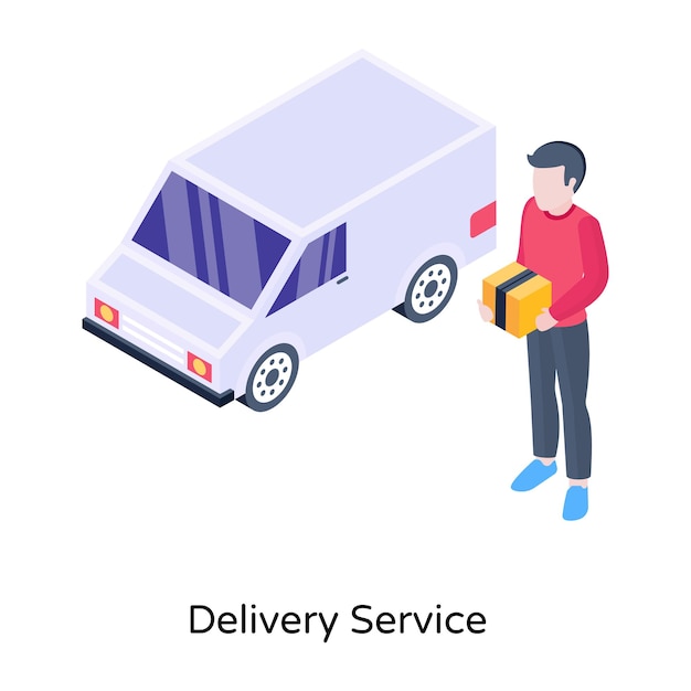 Delivery service bus isometric illustration vector