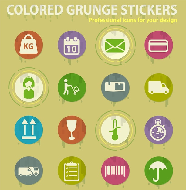 Delivery service colored grunge icons