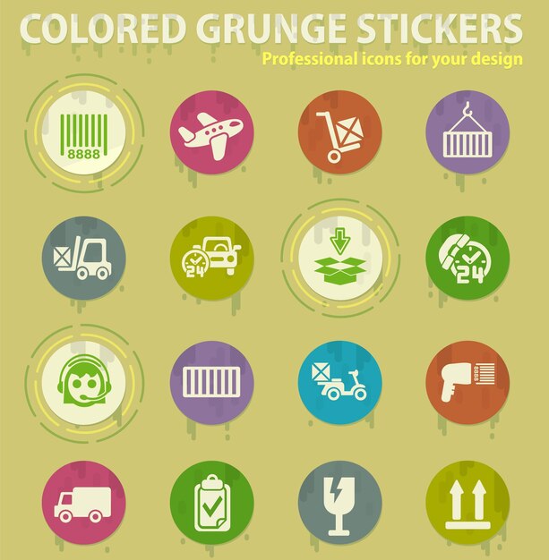 Delivery service colored grunge icons