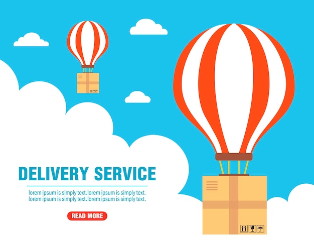 Delivery service design flat banner Balloon delivery